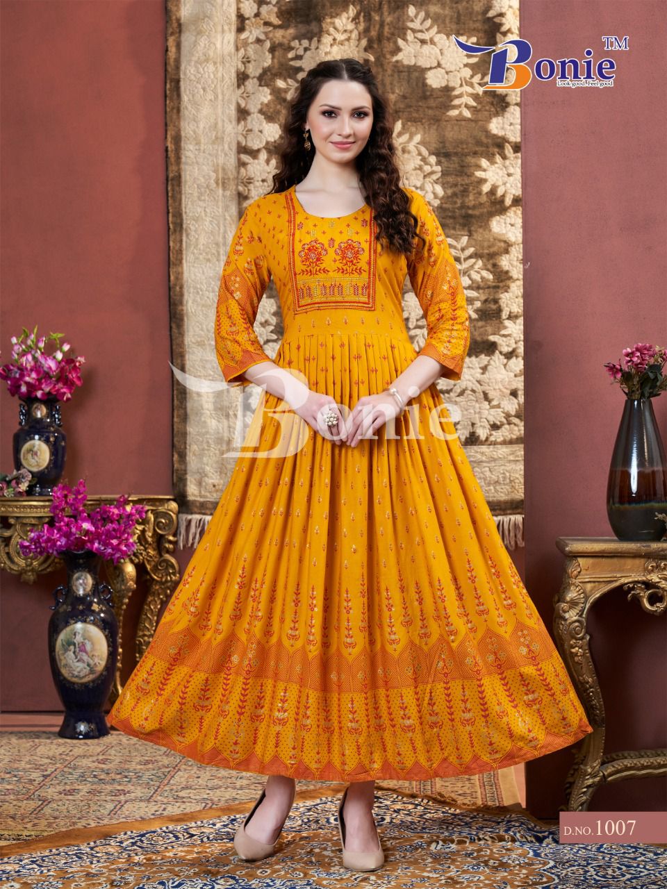Bonie Lalila Rayon Printed Fancy Festival Wear Anarkali Long Kurti Collection